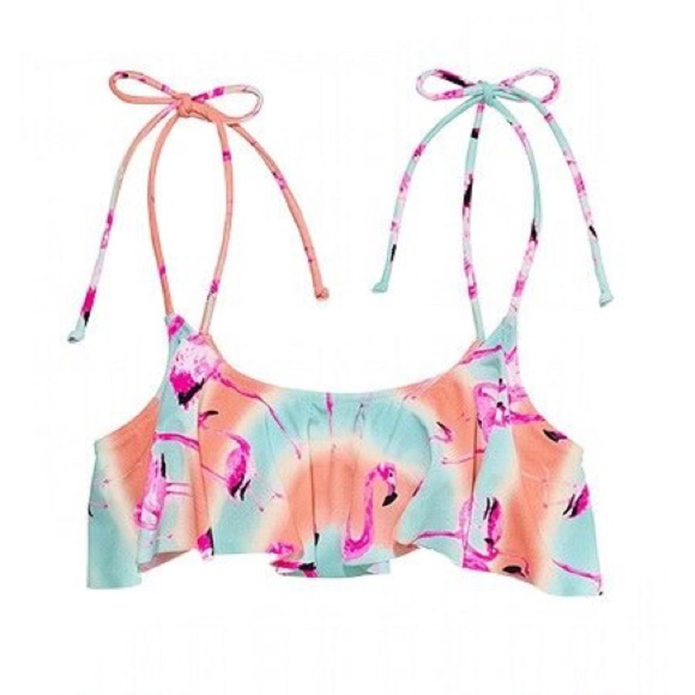 VS PINK Flamingo Flounce Ruffle Bikini Tie Top - Picture 4 of 10
